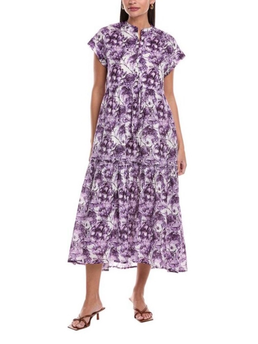Tuckernuck Ro's Garden Juliet Midi Dress Purple White Floral Women's Large